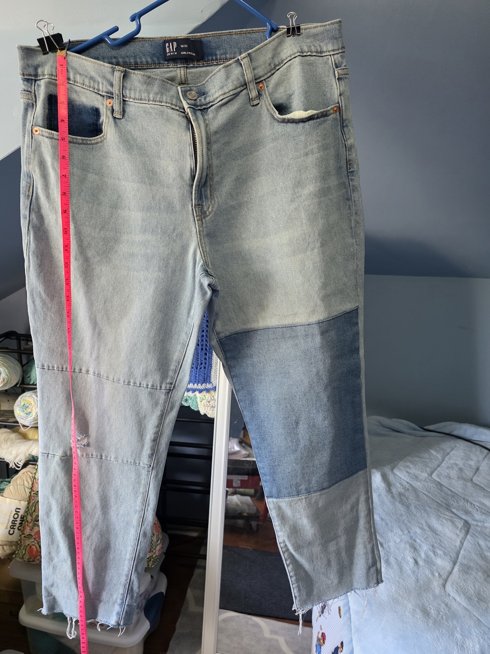 GAP Women's Light Blue Patchwork Boyfriend Jeans